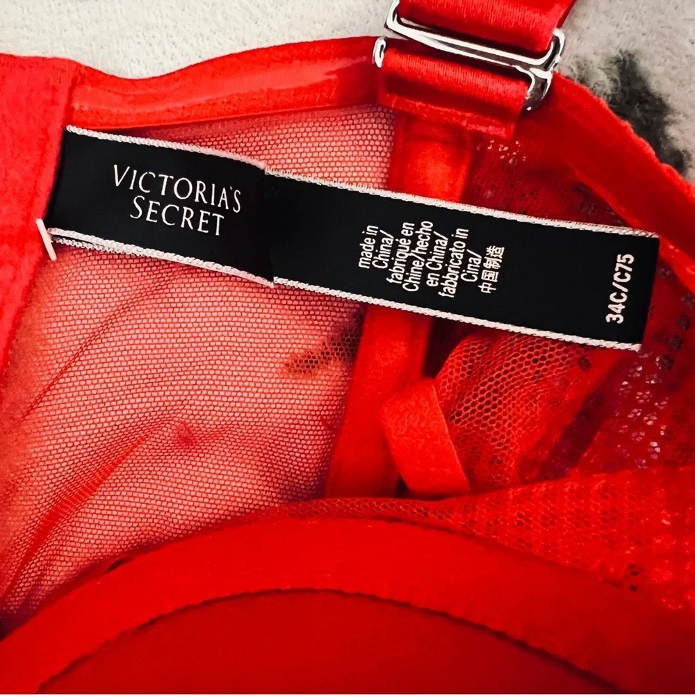 Victoria's Secret Scarlet Red Lace Bustier Corset - Underwire 34C